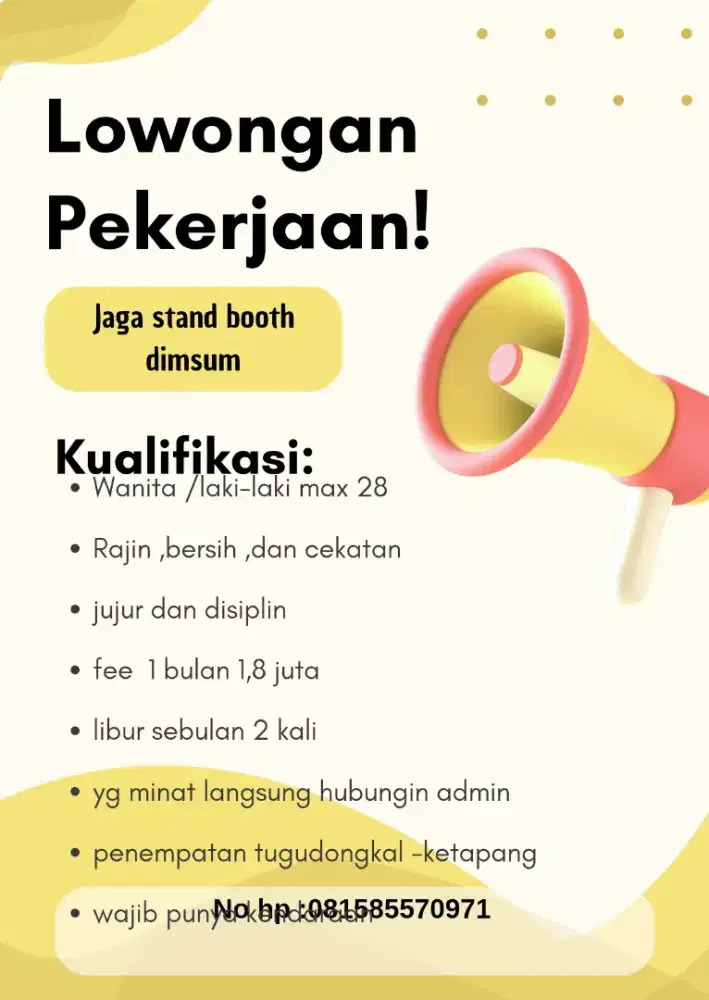 Dicari lowongan jaga both dimsum
