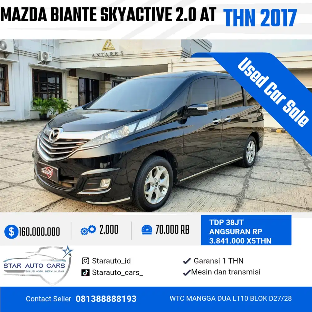 Mazda Biante skyactive 2.0 at thn 2017