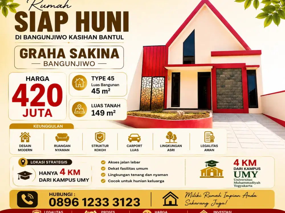 rumah siap huni dekat Kampus UMY Yogyakarta