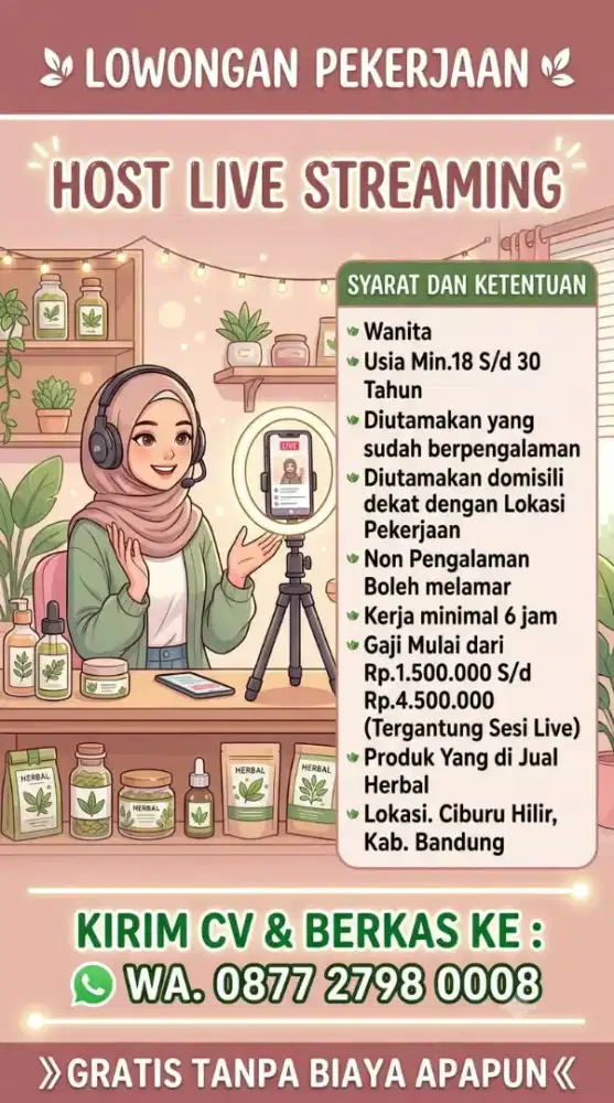 Lowongan Kerja Host Live streaming Cibiru