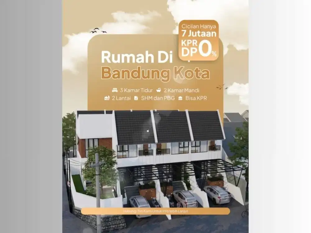 Rumah 3 Kamar Bandung Kota KPR DP 0% Cicilan 7 Jutaan