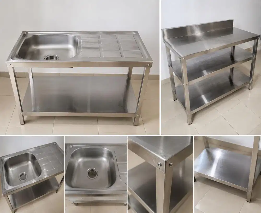 Meja dapur stainless dan sink