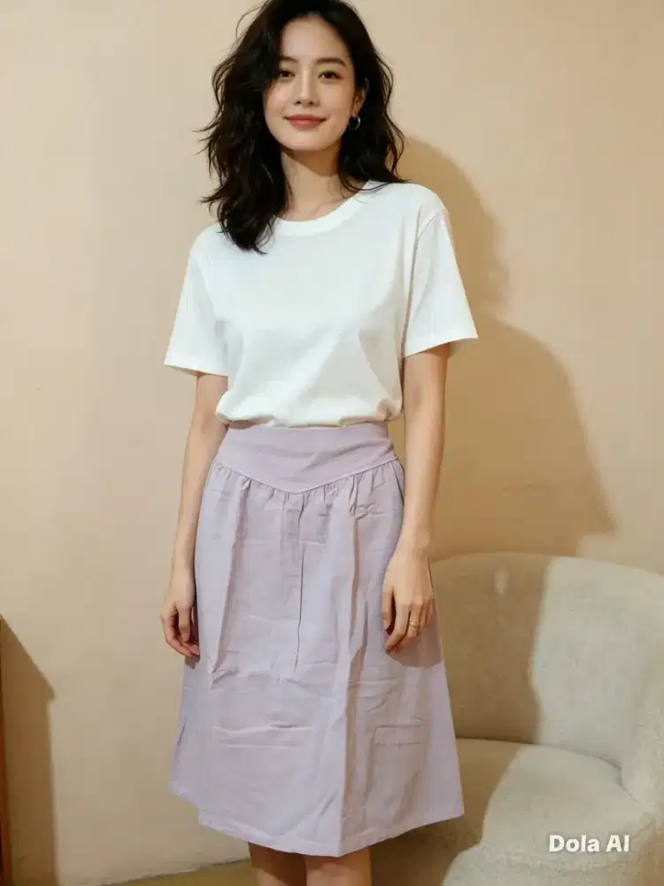 Rok Linen pink karet