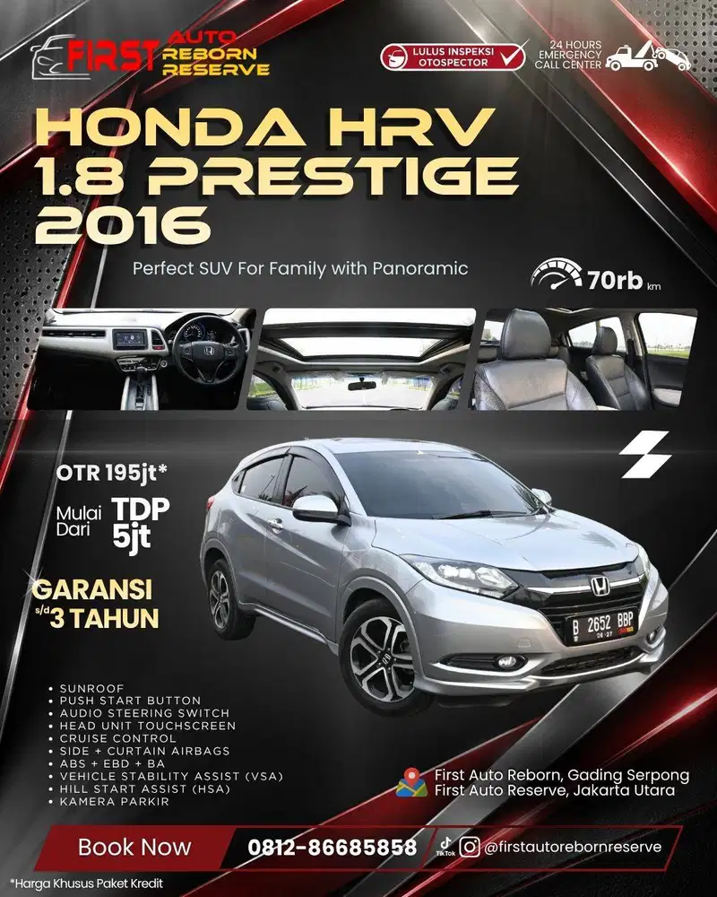 (TDP5jtan) Honda HRV Prestige CVT 2016