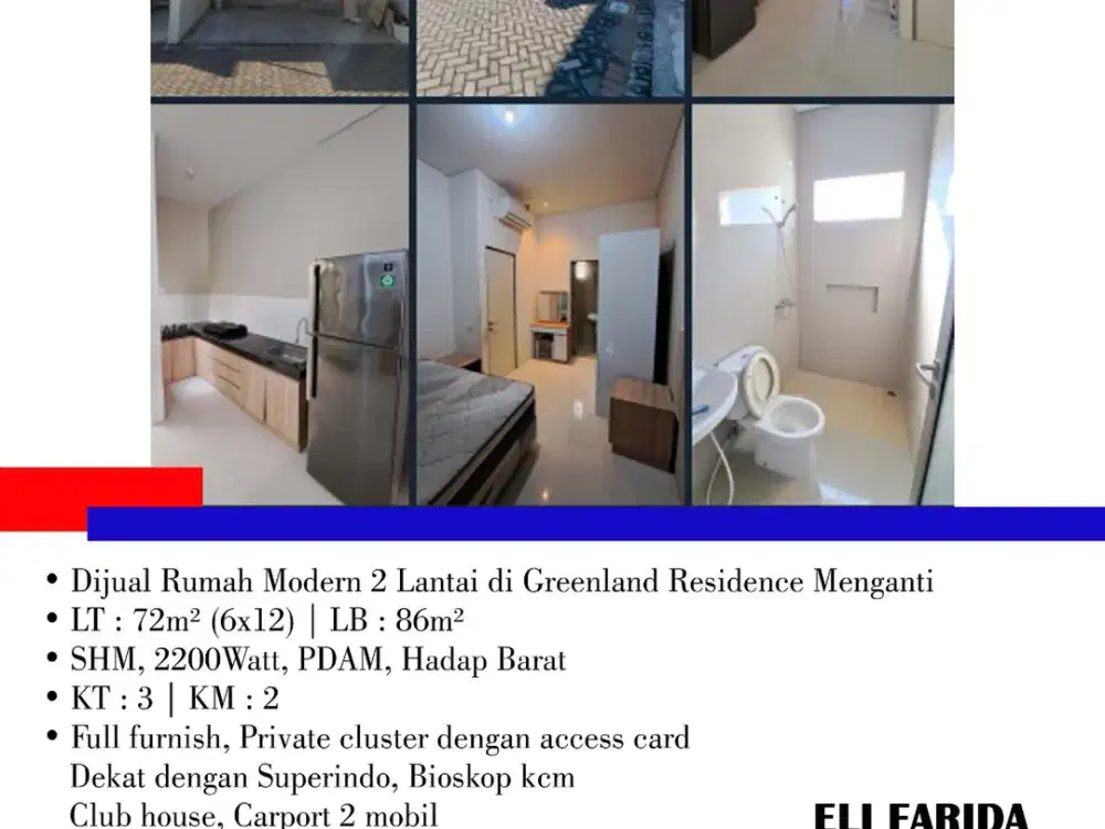 Dijual Rumah Modern 2 Lantai di Greenland Residence Menganti