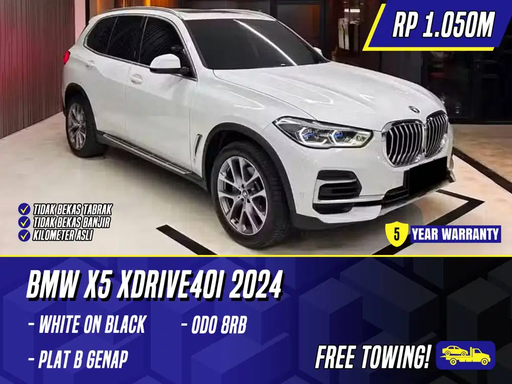 BMW X5 xDrive40i 2024 NIK 2023 White on Black Putih xDrive