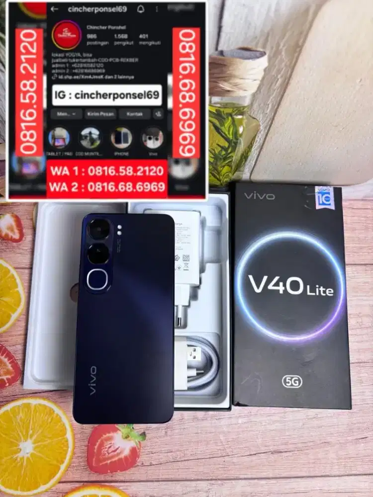 Jual hp likenew Vivo V40 lite 5g 8/256 istimewa fullset original