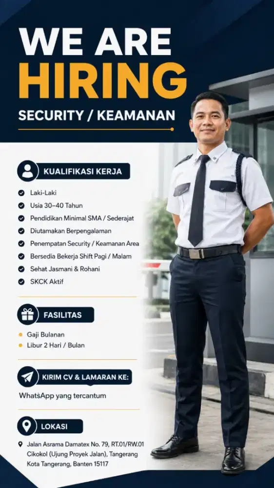 Dibuka loker untuk posisi security keamanan area