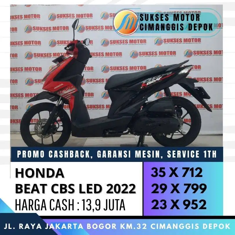 HONDA BEAT SPORTY CBS 2022 CASH KREDIT CC/PAYLATER ADM MULAI 0%