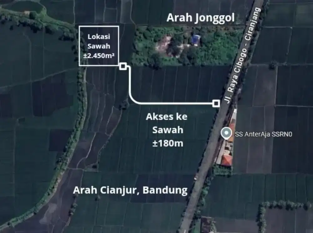 Dijual Cepat Tanah Sawah di Cianjur, Ciranjang luas 2.450 m²