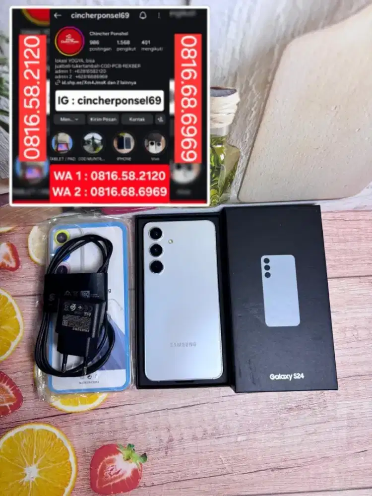 Jual hp likenew Samsung S24 5g 8/256 grns resmi istimewa free adaptor