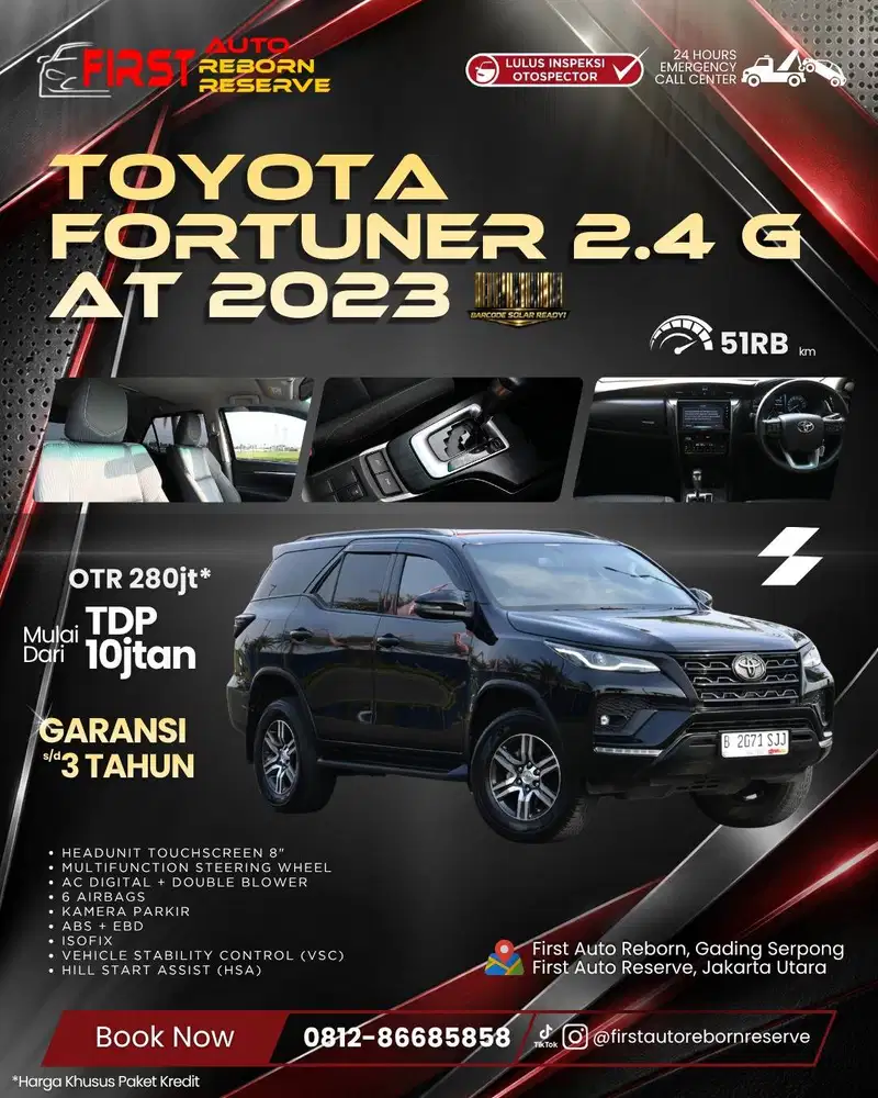 (TDP10jtan) Toyota Fortuner 2.4 G AT 2023 Black
