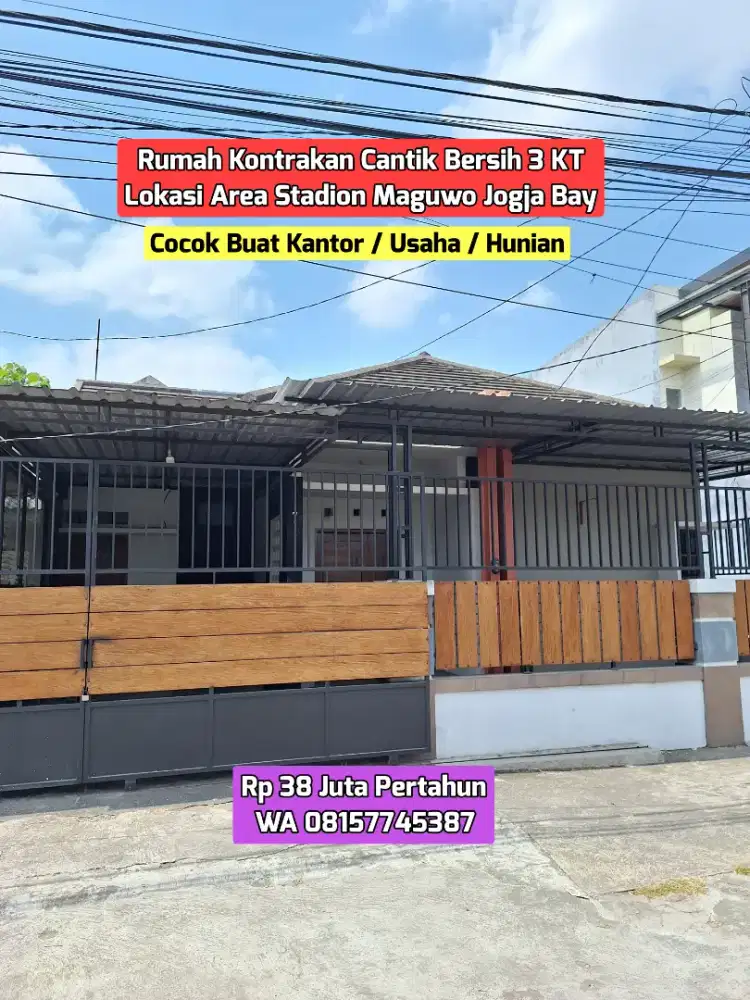 RUMAH DISEWAKAN MAGUWO STADION PINGGIR JALAN UTAMA COCOK BUAT USAHA