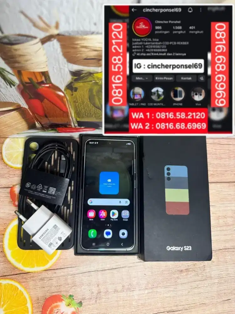 Jual hp likenew Samsung s23 8/256 istimewa warna esklusif free adaptor