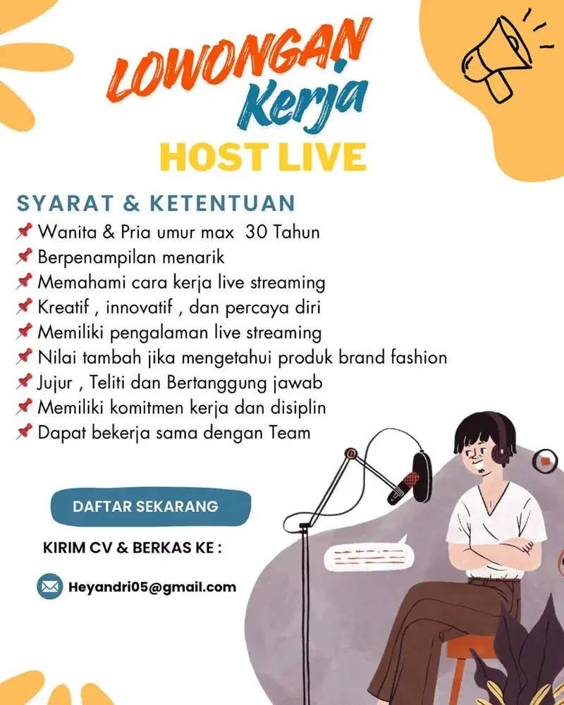 LOKER HOST LIVE PRIA&WANITA