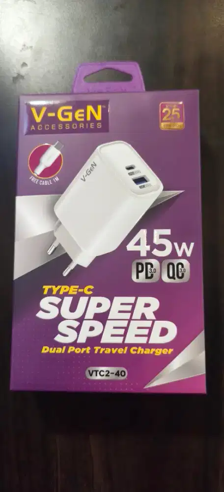 Adaptor Travel Charger V-GeN Adaptor V-GeN VTC2-40 (USB A + Type C)