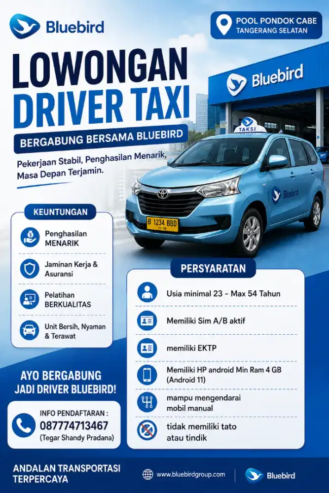 info lowongan driver taxi