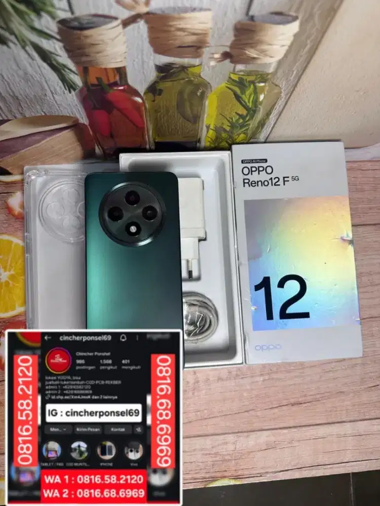 Jual hp likenew Oppo reno 12F 5G 12/256 istimewa fullset original