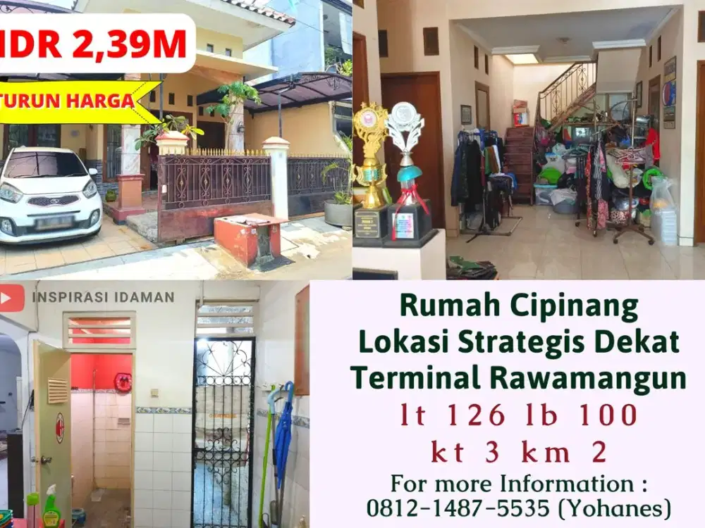 Rumah Cipinang akses 2 mobil lokasi Strategis Dekat Terminal Rawamangun