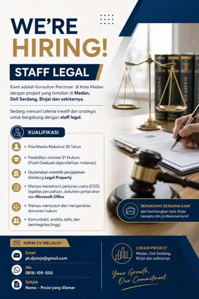Dibutuhkan Staff Legal