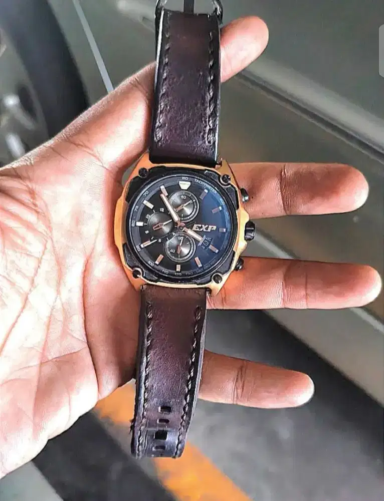 Jam Tangan Exp Expedition E6835 Strap Kulit Rose Gold