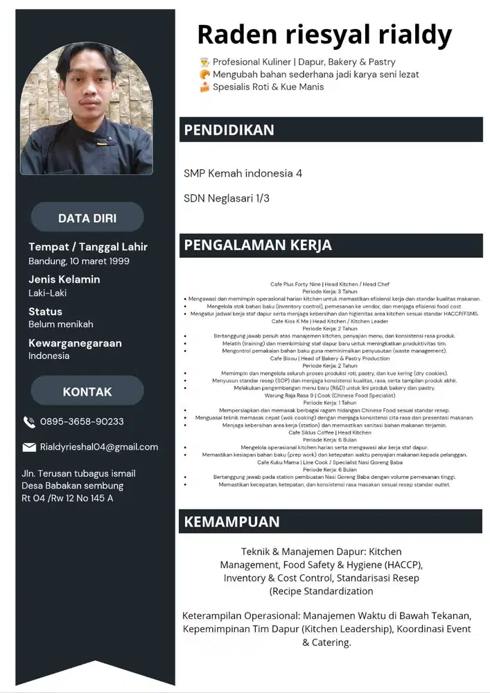 Mencari pekerjaan memasak atau apa saja
