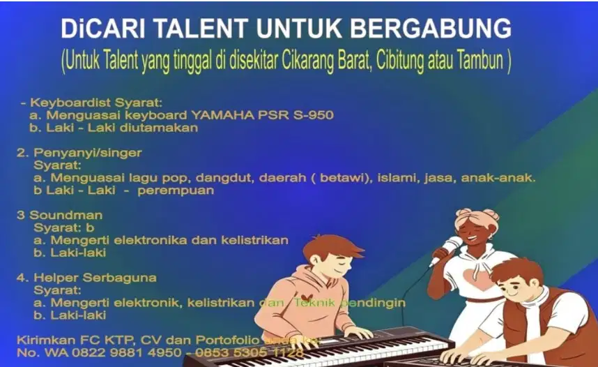 DI CARI SINGER DAN KEYBOARDIST