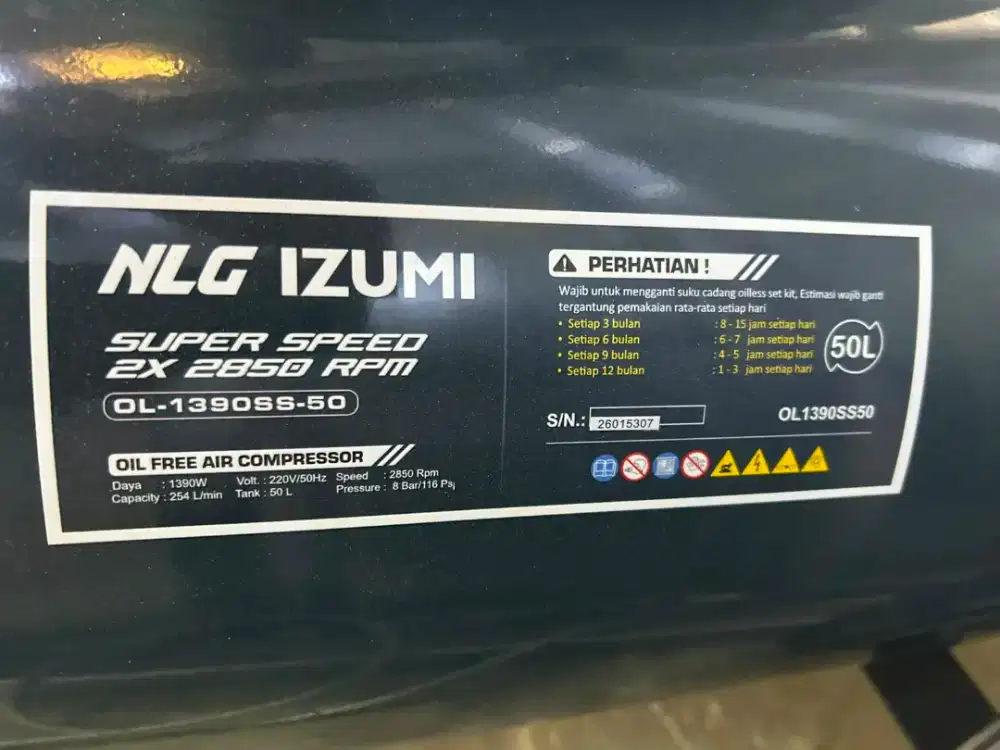 NLG IZUMI OL-1390SS-50 (Seri super speed 2x 2850 RPM Oil Free)