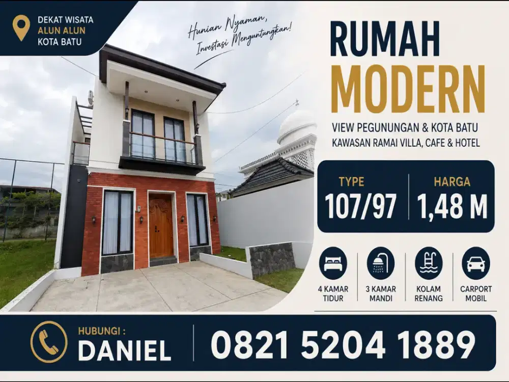 Villa Mewah dekat jalan raya utama dekat alun alun batu