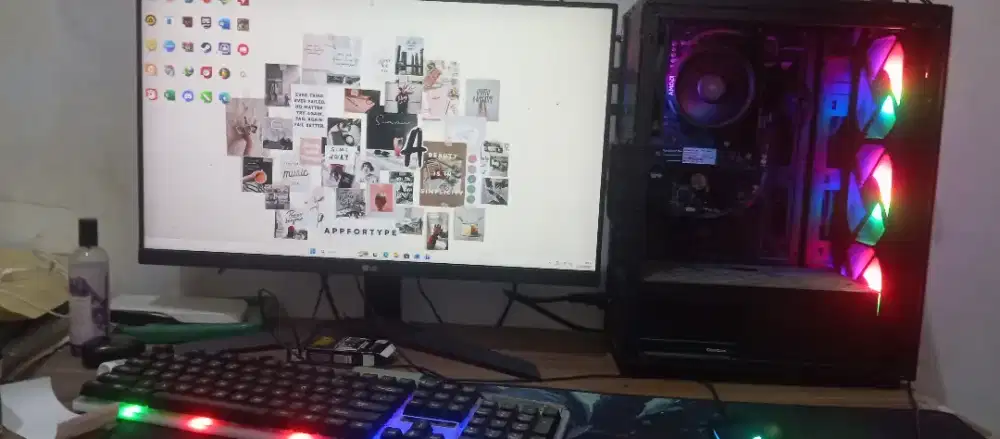 PC Ryzen 3 3200G RAM 8GB + SSD 256GB HDD 1TB + Monitor LG 24 + G102