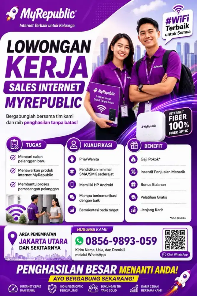 LOWONGAN KERJA SALES INTERNET MY REPUBLIC