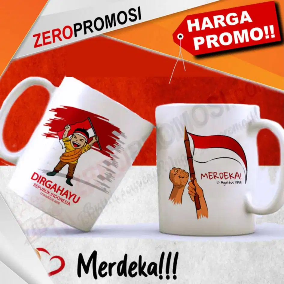 Mug Keramik Putih Custom Logo HUT RI