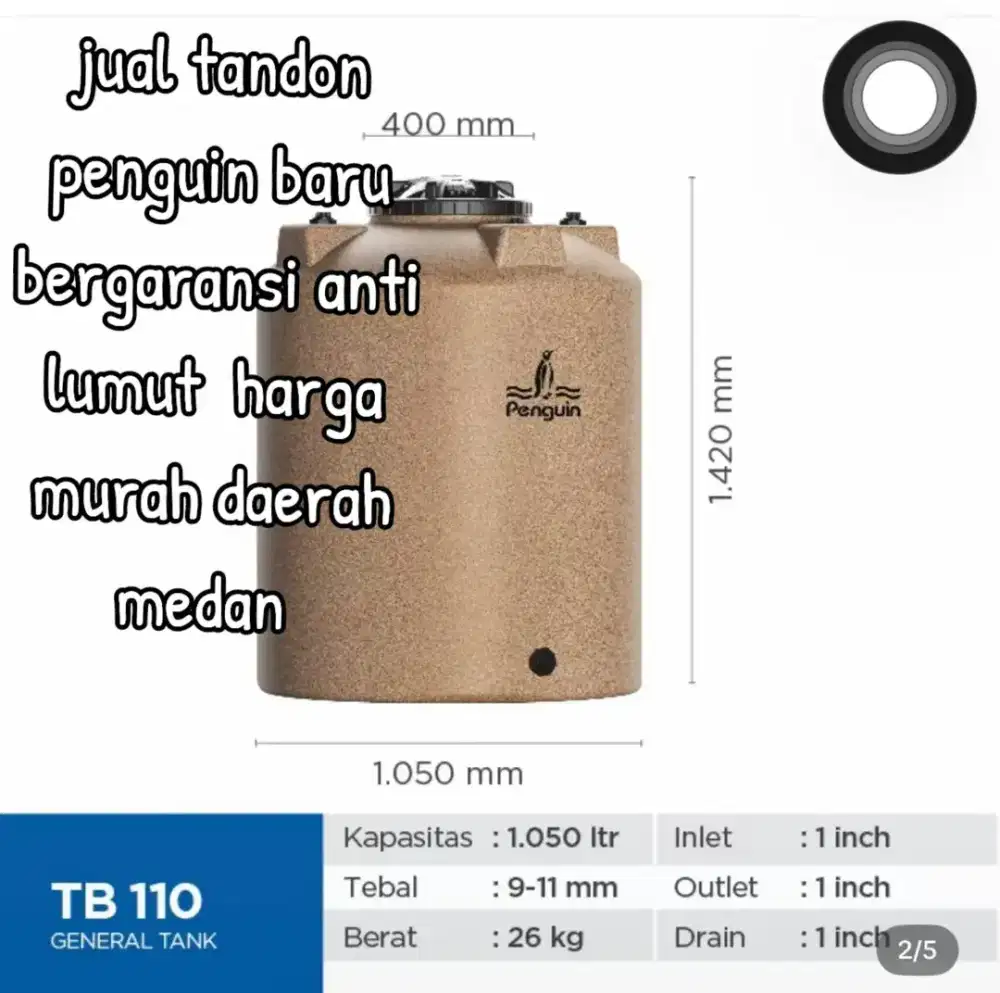 Toren penguin 1050 liter hanya