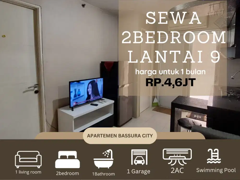 sewa 2kamar full furnis bulanan dekat mall apartemen bassura city