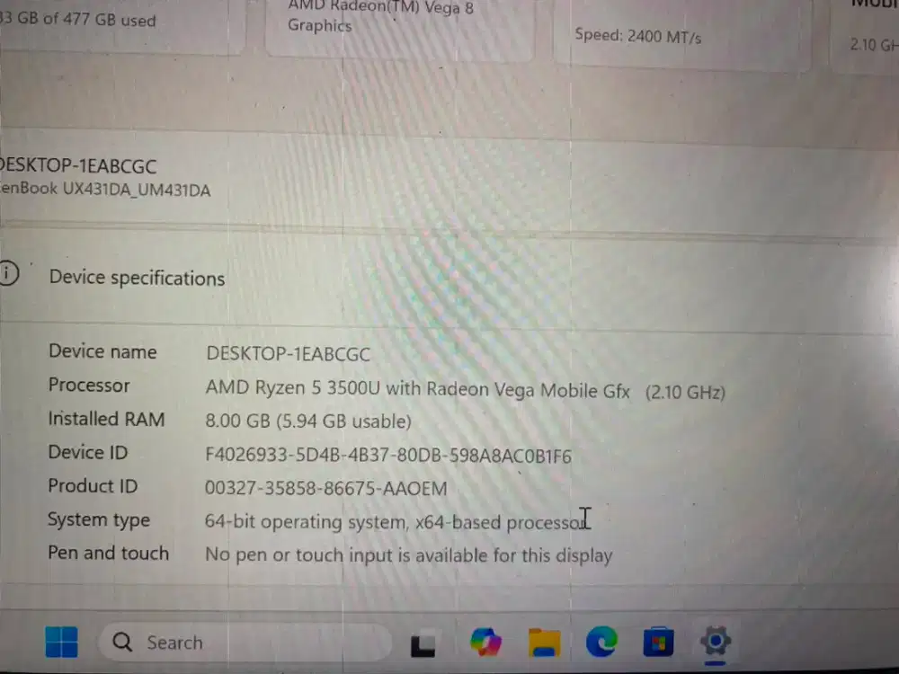 Asus zenbook Ryzen 5