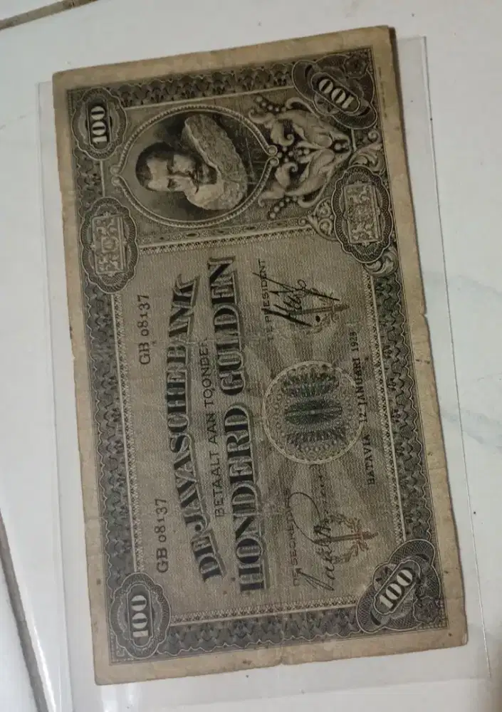 Uang kuno kertas 100 Gulden JP Coen thn 1928