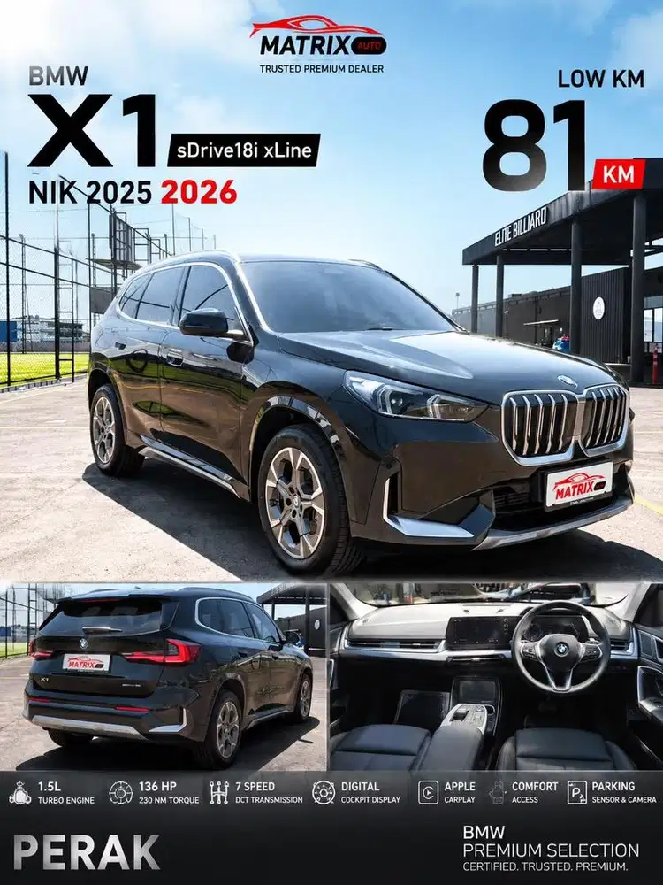 BMW X1 SDrive 2026 Nik25 Black on Black Siap pakai