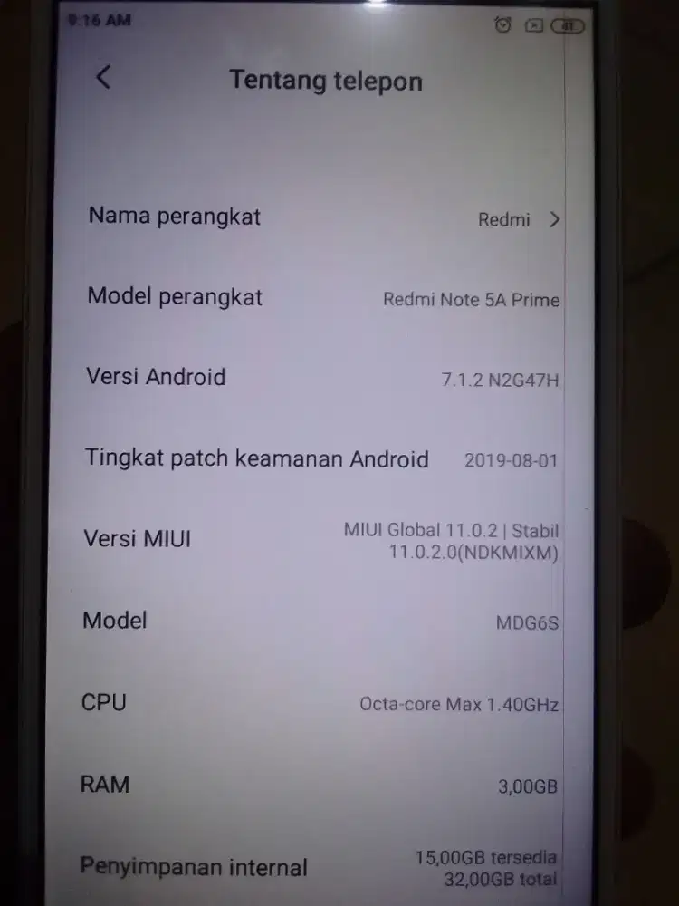 redmi note 5a prime 3/32