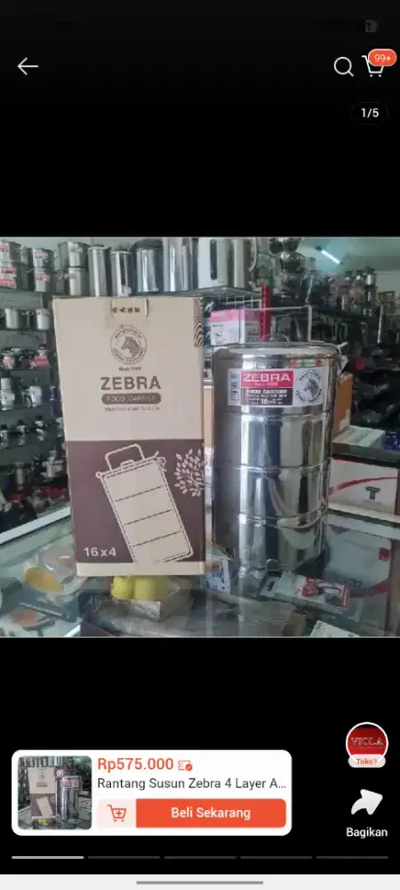 Rantang zebra steel asli