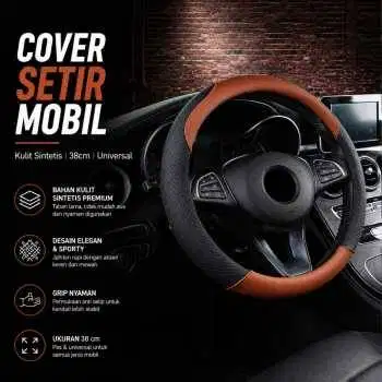 Cover Setir Mobil Bahan Kulit Non Slip Steering Wheel 38cm