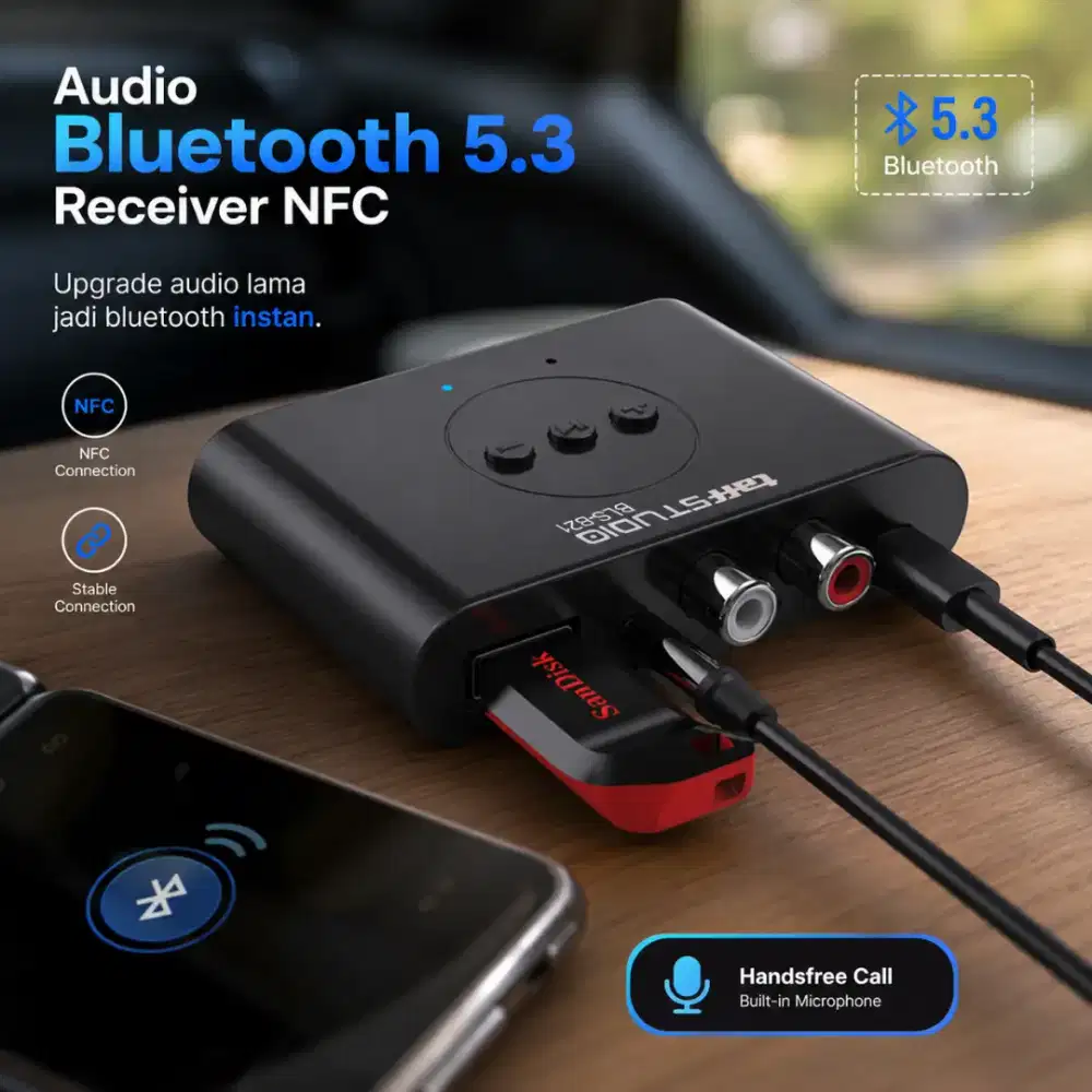 TaffSTUDIO Audio Bluetooth 5.3 Receiver Adapter NFC 3.5mm