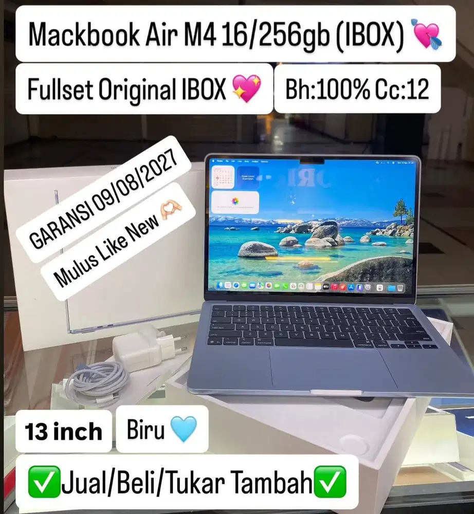 Macbook Air M4 13 inch 16/256 Gb Skyblue ibox garansi panjang