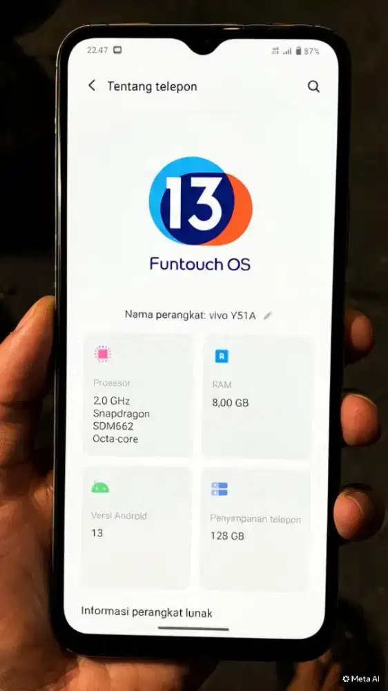 vivo y51a 8/128 hp+casan