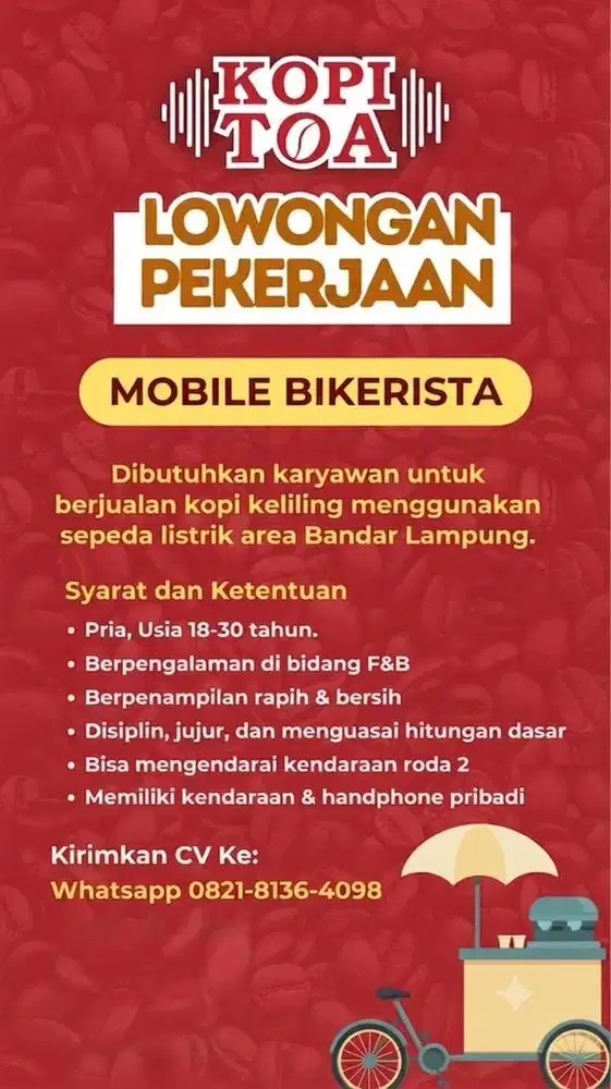 D butuhkan karyawan kopi keliling