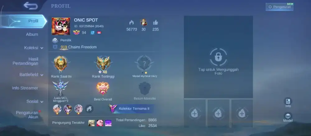 Jual akun mobile legends