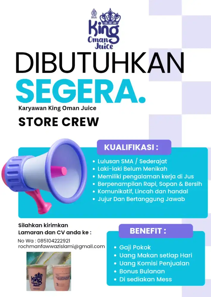 Di Cari Karyawan Jus