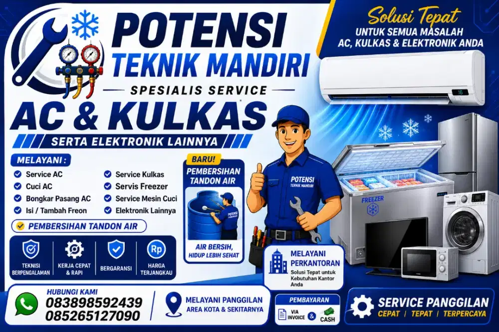 SERVICE AC. SERVICE KULKAS. PEMBERSIHAN TANDON/TOREN AIR