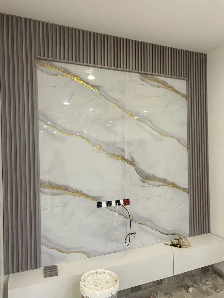 PVC BOARD UV MARBLE SHEET 2900x122x3mm TERSEDIA BAHAN DAN JASA PASANG