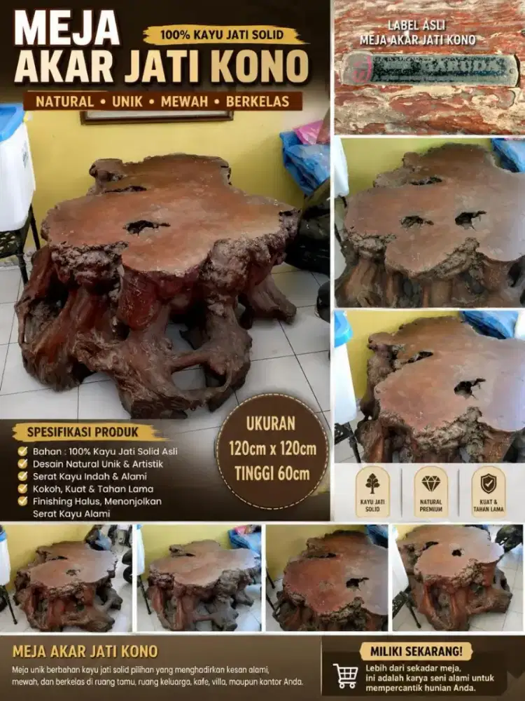 Meja akar pohon jati