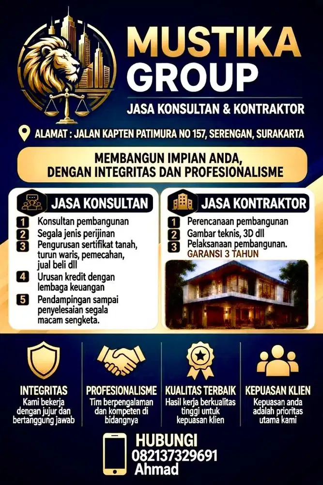Jasa konsultan perijinan, perencanaan, penyelesaian, dll
